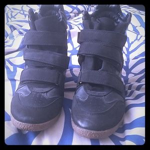 Black sneaker wedges